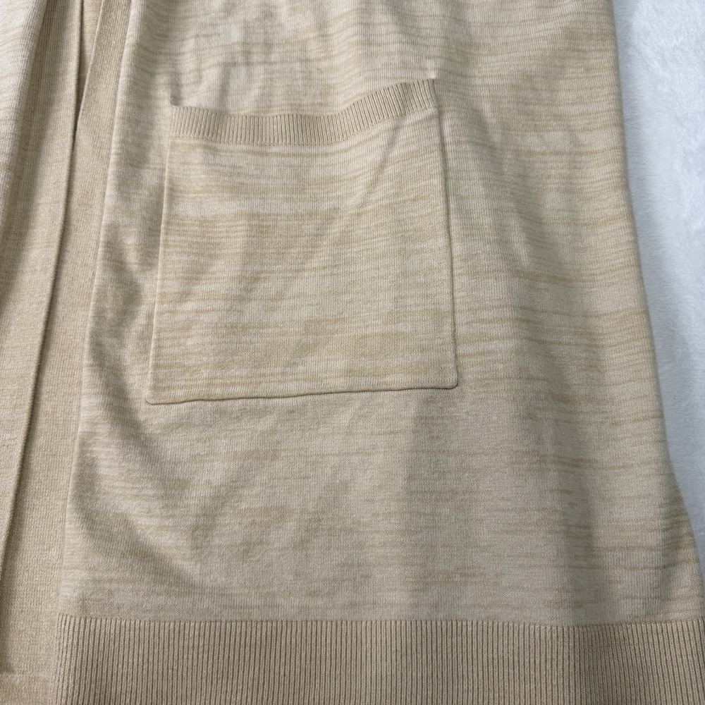 Duluth Trading Duster Cardigan Womens 3X Plus Beige Open Front Cotton Minimalist - Picture 6 of 11